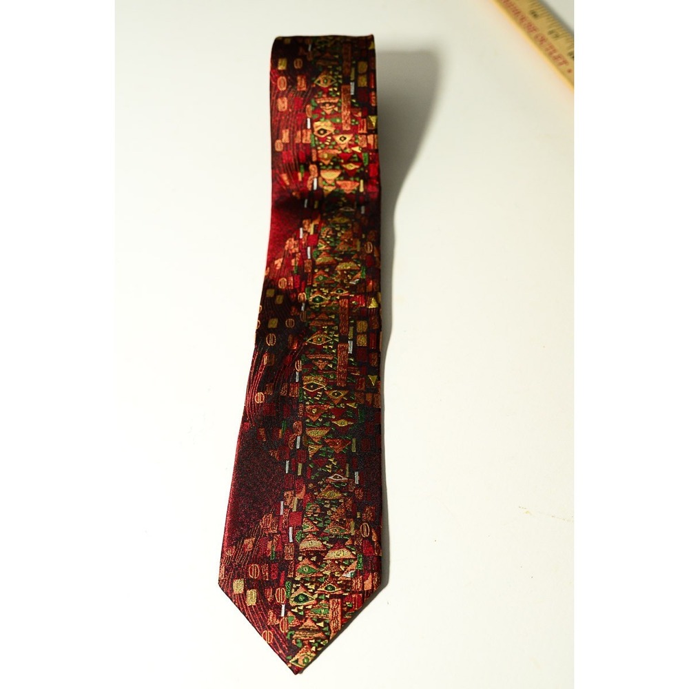 Art Tie Silk Red Vintage abstract mens
